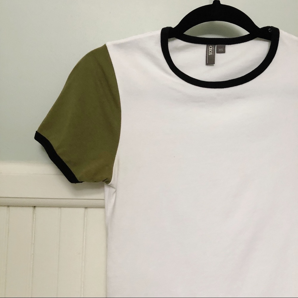 Asos Green and White T-Shirt, Contrast Ringer